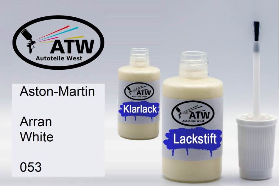 Aston-Martin, Arran White, 053: 20ml Lackstift + 20ml Klarlack - Set, von ATW Autoteile West.